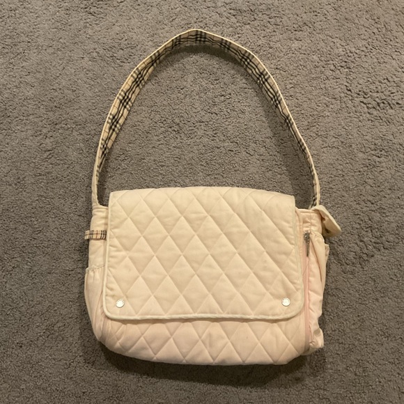 Final Sale! Burberry Vintage Y2K Baby Pink Nova Check Quilted Diaper Bag w Pad - Picture 9 of 15